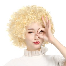 도매파티 뽀글이 가발-파티 파마 코믹 코스프레, 뽀글이 골드(금발), 1개
