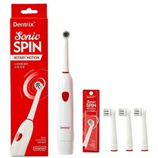동국제약 덴트릭스 소닉스핀 전동칫솔+교체용 칫솔모 3P 프라그제거 치석제거 입냄새제거 두가지패턴모 방수 선물 추천 선물 연말선물 부모님 선물, 1개