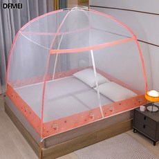 DFMEI 新款免安裝兒童防摔蚊帳家用臥室蒙古包嬰兒防止掉落防蚊蚊帳, 1個, 免按裝蒙古包蚊帳錦之愛心牛:120*200*150cm
