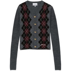 가니 아가일 니트 가디건