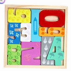 유아 숫자 나무 퍼즐 교구 세트 숫자맞추기