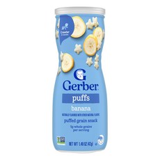 Gerber Puffs 뻥튀기 곡물 스낵 생후 8개월 이상 아기용 바나나 맛 42g(1.48oz) Gerber (거버), Gerber, Puffs, 뻥튀기 곡물 스낵, 생후 8