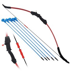 양궁 체험용 서바이벌 어린이 활세트 활+손가락보호대+조준기+레스트 세트 사거리 30미터 게임용 어린이활, 1세트, 레드+화살 세트