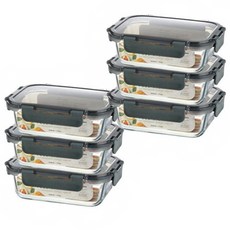 모드니 오븐글라스 직사각 밀폐용기, 6개, 370ml