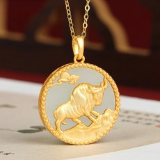 순은 목걸이 셋팅 천연화전 백옥연꽃 펜던트 여 쇄골체인 26222-6#