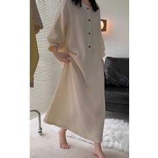 거즈면 앞단추수유복 임산부 조리원 잠옷 원피스 수유복 산후조리원복 심플