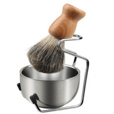 쉐이빙브러쉬 스틸 홀더 통 클래식 거품면도 세트, 1개
