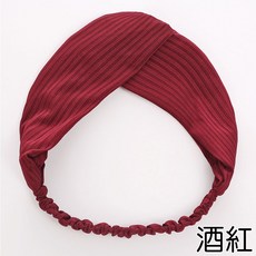 人魚朵朵 針織交叉羅紋髮帶, 1個, 酒紅色, 針織