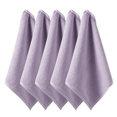 프롬코튼 30수 순면 무지 어린이집 고리수건, 퍼플, 5개