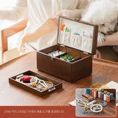 우드 반짇고리 세트 반짓고리세트 수예키트 도구 반짇고리세트 수선, 2. 14종 바늘실 세트 사슴머리케이스, 기본 모델명/품번