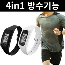 캐롤링 스마트 실리콘 만보기 손목시계 고급형, 1개, 블랙