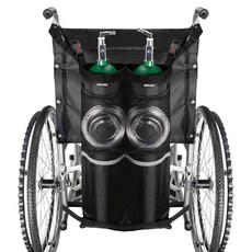 NIHAO 휠치어용 이중 산소 탱크 홀더 조절 가능한 지퍼와 메시 보관 포켓이 있는 산소 실린더 백 산소용 휴대용 휠체어 부착물 대부분의 산소 실린더에 적합 블랙, NIHAO 휠치어용 이중 산소 탱크 홀더, 조절 가능한
