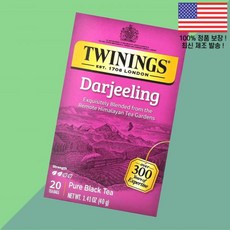 트윈잉스 퓨어 블랙티 다즐링 티백 20개 1.41온스 40g Twinings Pure Black Tea Darjeeling 20 Bags 1.41oz, 1