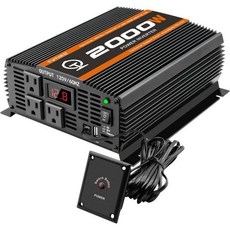 2000와트 자동차 전력 인버터 12V에서 110V120V로 차량 트럭 세미트럭 캠핑용 1개 USB 포트와 2개 AC 콘센트 LCD 디스플레이 포함 3160170, 2000W