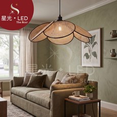 星光 LED JGL-H60241 藤斯塘吊燈 侘寂風 日式禪風 餐廳燈 吧檯燈 咖啡廳 單吊燈 竹藤編織 軟裝, 單吊燈+ 1燈,黃光 ( 鎢絲燈 )