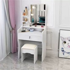 화이트화장대 북유럽 엔틱 앤틱 화장대 빈티지, C. 50cm 화이트 사각+의자
