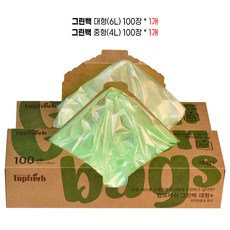 그린백 대형(6리터) 100장+중형(4리터) 100장-과일 야채 신선보관비닐/에틸렌가스 흡착 탑프레쉬, 1세트, 200개입, 혼합