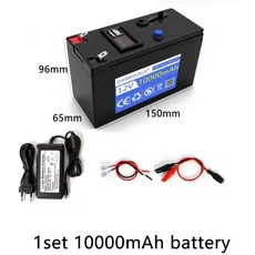 12V 리튬 배터리 30Ah 18650 태양 에너지 전기 자동차용 충전식 팩 LED 조명, 05 10000mAh  charger