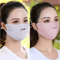 냉장고 안면 마스크 여름 쿨 등산 골프 얼굴 자외선 차단 햇빛 가리개, 그레이+핑크, 1개