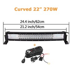 자동차라이트바 곡선 LED 라이트 바 오프로드 콤보 빔 작업 4x4 4WD SUV ATV 자동차 3 열 22 인치 32 42 52 12v 24v, 1개