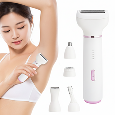 바디 제모기 5in1 다기능 휴대용 전기 제모기 세트 전신 제모 전기면도기 코털 제거 정밀 트리머, WHite