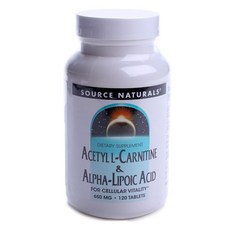 SOURCE NATURALS 乙醯肉鹼辛酸硫補充錠 650mg, 120 件, 1個