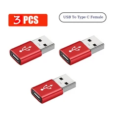 USB 3.0 to Type C OTG 어댑터 타입 A 수 변환기 (맥북 노트북 카드 리더기용), 12 3PCS RED