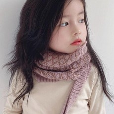 아동 겨울 목도리 남녀공용 스트라이프 보온 소프트 털, 빈티지 핑크