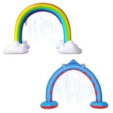 HAPPYMOON 무지개 분수 상어 분수 물놀이 야외 튜브 여름 물놀이 선물, 무지개분수