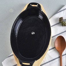 주물 스테이크용 양손타원팬 프라이팬 콘치즈팬 스테이크불판, 중