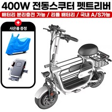 펫트리버 반려견과 함께하는 라이딩 전동자전거 대형견가능 수납넉넉한 오픈형 캐빈 중형견용 전기자전거, 10Ah(최대50km주행)-대형펫용