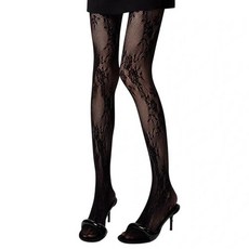 Guqqeuc 여성용 시어 타이츠 플로럴 레이스 스타킹 섹시 플라워 패턴 레깅스 하이 웨이스트 팬티 망사 롱 스타킹 블랙. 190696