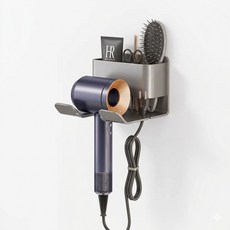 바름컴퍼니 무타공 욕실드라이기 수납 거치대, 그레이, 1개