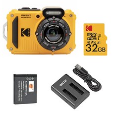 柯達 KODAK PIXPRO WPZ2 防水數位相機 15米防水 2米防震 16MP 1080P錄影 4倍光學變焦 內建Wi-Fi 附32G記憶卡與充電組, 1個, 經典黃標配+32G小卡+副廠電池+充電器