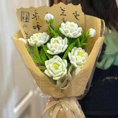 모루 꽃다발 키트 시들지않는 시들지않는꽃 재료 튤립 대형, 대형 재스민 꽃다발 키트, 1개