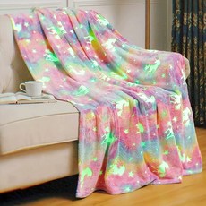키즈브릭스 레인보우 유니콘 샤이닝 야광 담요