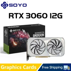 SOYO 그래픽 카드 GeForce RTX 3060 NVIDIA GPU GDDR6 192 비트 8 핀 PCI-E 게임 및 사무실에 적합, 01 RTX3060 12G, 01 Geforce RTX3060