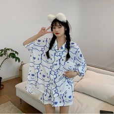 KC공급자적합성 인증 여름 여성 상하 세트 잠옷 파자마 상하의 반바지 남성 상하의 남자 여자 수면잠옷