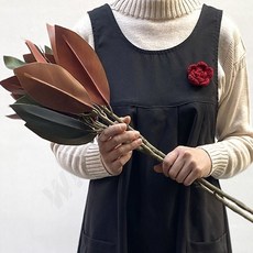 단아한 블랙 코사지 원피스 패브릭 주머니 한복앞치마 꽃집 도예