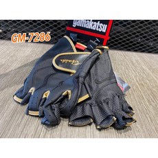 桃東釣具 GAMAKATSU GM-7286 五指切手套 釣魚手套 防滑透氣, 1個, 黑金色,L號