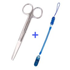 시저 가위 14cm 스프링 집게줄 간호사 용품 2p 모음 일자형 병원 실습용 1개 너스피아, 시저가위 스프링집게줄 블루 2P