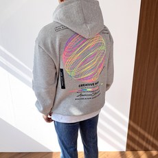 Paddle男款彩虹印花寬鬆連帽T恤