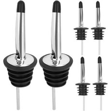 파퓨젠 6팩 주류병 파우치 주류병용 스파우트 스테인리스 스틸 올리브 오일 디스펜서 주류 파우치는 먼지 뚜껑 커버 슬라이버를 분사합니다, 실버 + 캡, 6