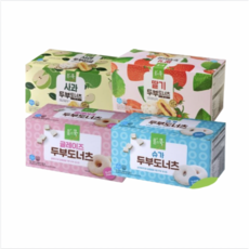 풀무원 두부도너츠 세트 사과미니 + 딸기미니 + 슈가 + 글레이즈, 250g