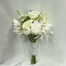 카라 조화 부케 촬영 셀프웨딩 꽃다발 브라이덜샤워, 화이트