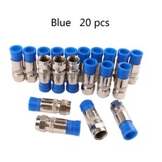 히야 RG6 압축 도구 동축 케이블 크림퍼 키트 RG11 RG59 F81 20PCS F 커넥터 - 블루옐로우, 02 with 20pcs connector