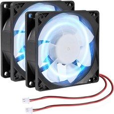 4개 80mm315인치 DC 팬 5V 컴퓨터 케이스 80x80x25mm USB 8025 블루 LED 전원 냉각 브러시리스 쿨러 8cm PC CPU 축류 방열기, 2개 5V 2핀