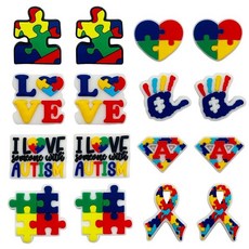 PEVOGON 16피스 실리콘 초점 비즈 귀여운 루즈 비즈 액세서리 DIY 키체인 팔찌 목걸이 펜 랜야드 제작용 (자폐증), 자폐증, 1개