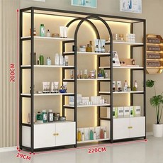 진열장 캐비닛 조명 매장용 정리대 선반 소품, 220x29x200 블랙 프레임 캐비닛 포함