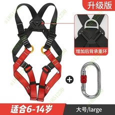 臺灣出貨 安全帶 攀巖 戶外 高空 安全繩 全身 保險帶 安全 防護 保護帶 腰帶 兒童安全帶室內拓展全身安全帶攀巖, 升級版-大號（6-14歲）+ 鋼扣, 1個